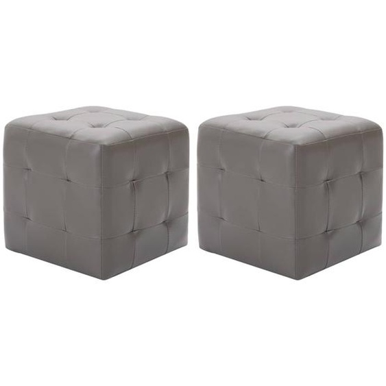 2 pcs Poufs Gris 30 x 30 x 30 cm Similicuir
