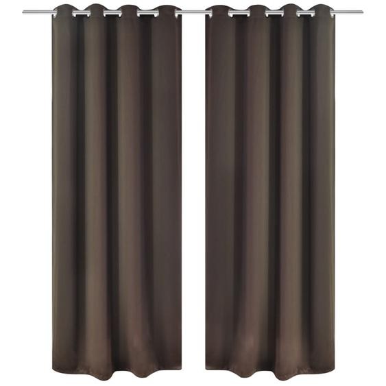 2 pcs Rideau Blackout Occultant Brun avec Œillets en métal 135x245cm