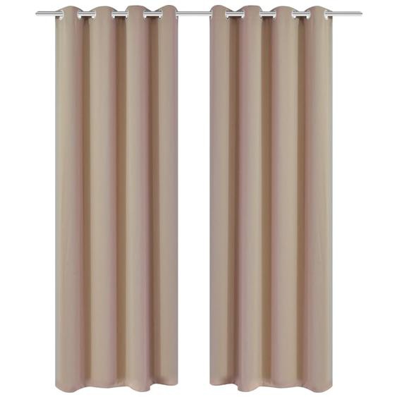 2 pcs Rideau Blackout Occultant Crème avec Œillets en métal 135x245cm