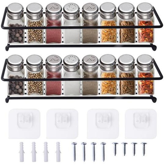 2 Pièces Étagère à Épices, Étagère de Rangement de Cuisine Mural 29 x 6 x 6 cm