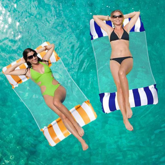 2 Pièces Hamac Flottant Piscine, 4 en 1 Multi Usage Hamac Gonflable Piscine avec Maille, Fauteuil Gonflable pour Adultes et Enfants, Portable