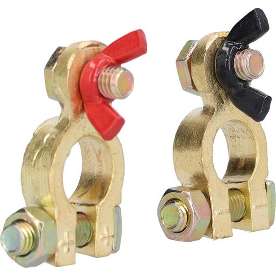 2 pièces pinces de batterie universelles, cuivre pur, positif, négatif, connecteurs de poteau supérieurs pour voiture