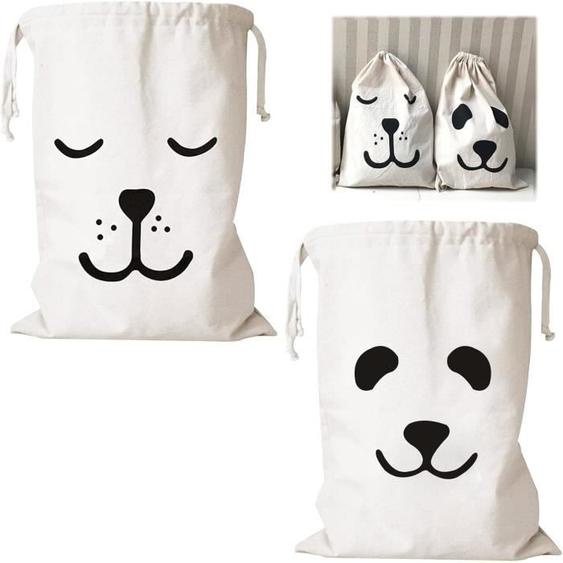 2 Pièces Sac à Linge, Sac Tissu Cordon, Lavable en Machine Sacs à Linge Réutilisables, Sac Linge Sale Voyage, Sac Rangement Jouet