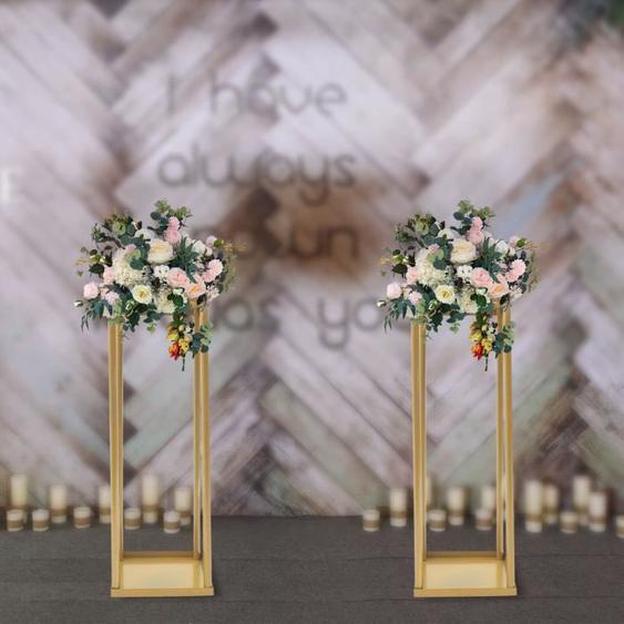 2 pièces Support de Fleurs en Or Support de Sol de Mariage Colonne en métal Support de Fleurs Arrangement de Fleurs