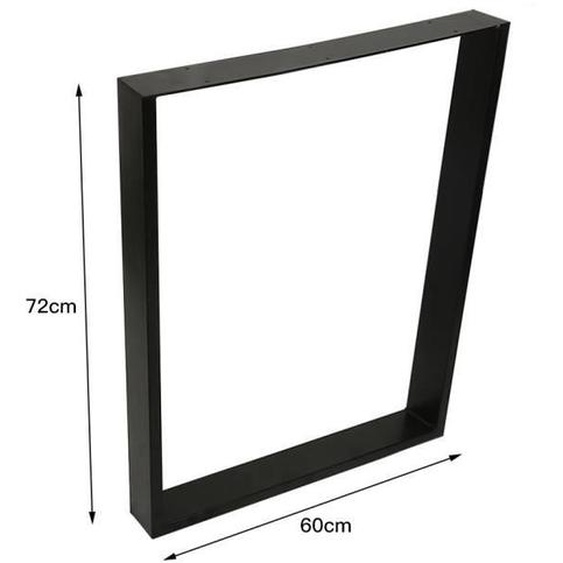 2 Pieds de table et de meuble rectangulaire support banc noir 60x72cm