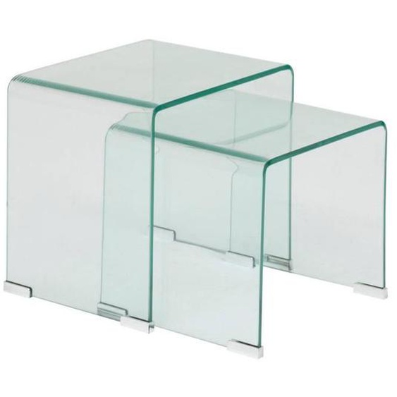 2 tables gigognes Lenia transparent 51x47x30cm - Atmosphera createur dinterieur