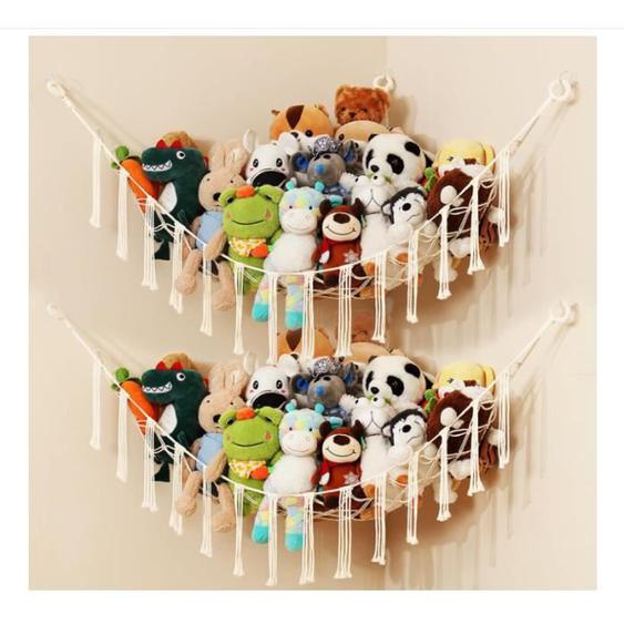 2 Unités Hamac de Rangement pour Jouets, Hamac de Rangement pour Jouets Boho pour Animaux en Peluche, Organisateur Suspendu