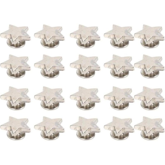 20 pièces 12 mm clous en cuir clous à visser clous en forme détoile rivets DIY avec vis pour sacs vêtements chaussures ceintures accessoires de décoration (argent plat)