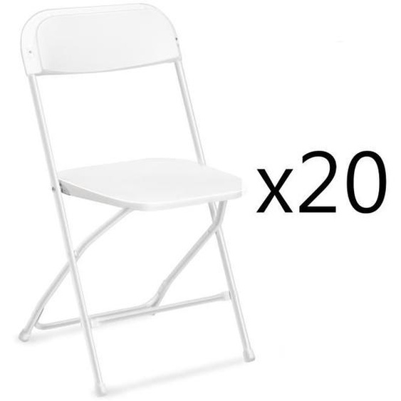 20 pièces chaise en plastique blanc jardin conférence fête mariage pliable