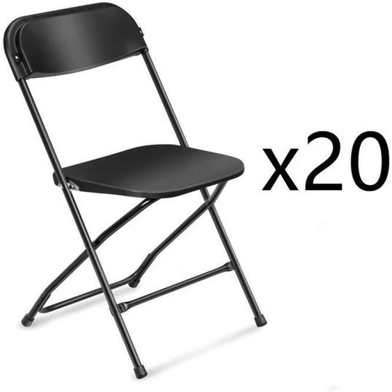 20 pièces chaise en plastique noir, jardin, conférence, fête, mariage, pliable