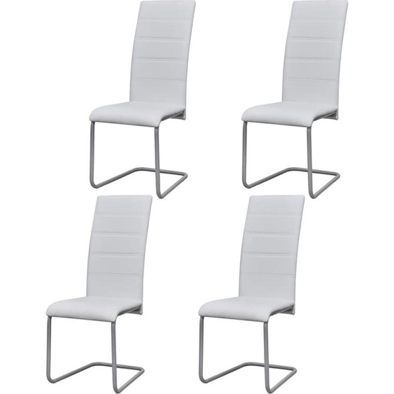 2024 Chaise de salle à manger moderne piétement luge 4 pcs. Blanc Similicuir 670339
