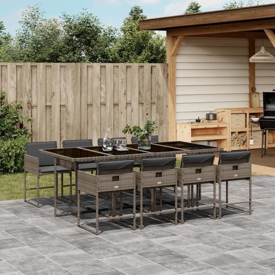 2024 cloris Ensemble de jardin 9 pièces avec coussins Gris Poly rotin - Meubles de jardin CHY54452647