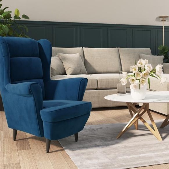 2024 Fauteuil classique moderne Fauteuil bleu velours 318810