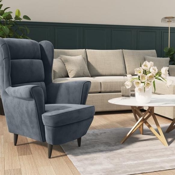 2024 Fauteuil classique moderne Fauteuil gris foncé velours 414830