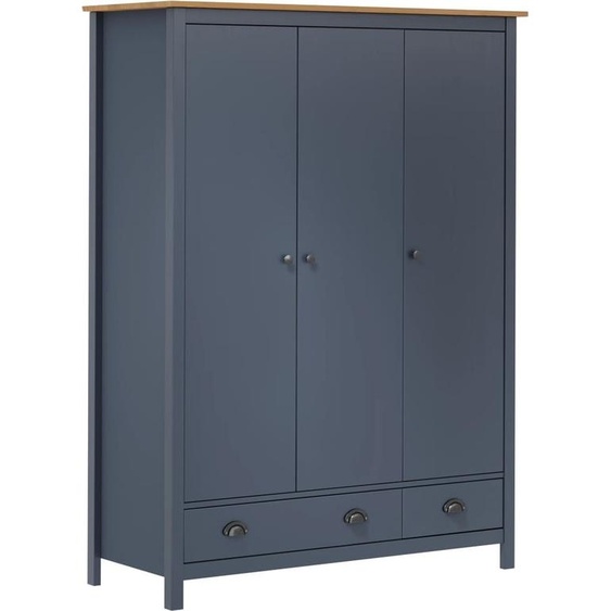 2024 Moderne Armoire 3 portes Hill Gris 127x50x170 cm Pin - Armoires Nouveau4999758