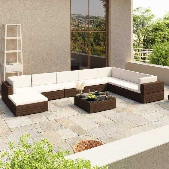 2024 Moderne Ensemble de salon de jardin 8 pièces avec coussins Poly Rotin Marron - Ensemble de jardin Nouveau8147829