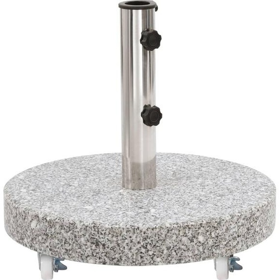 2024 Pied de parasol moderne Pied de parasol en granit 30 kg Rond Gris 513189