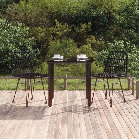 2024 Salon de jardin moderne 3 pièces Noir Poly Rotin Design Classique Ensemble de jardin 4508808