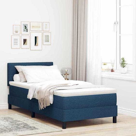 2025 Cadre de lit moderne avec sommier à lattes - Lit boxspring avec matelas avec tête de lit bleu 80 x 200 cm Tissu - Lits classiques,Design 1288487 5parcel