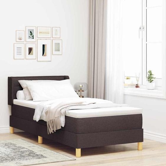 2025 Cadre de lit moderne avec sommier à lattes - Lit Boxspring avec matelas Marron foncé 80 x 200 cm Tissu dameublement - Lits classiques,Design 6565976 5parcel