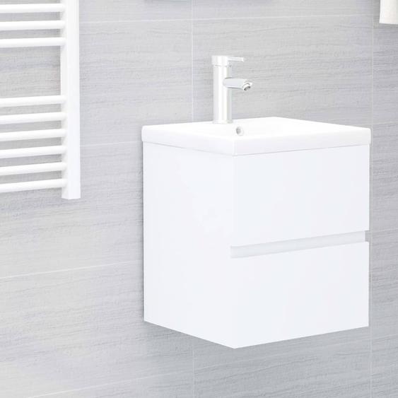 2025 cloris Armoire sous lavabo avec vasque encastrée Blanc Bois composite - Armoires de toilette Sale3884979 2parcel
