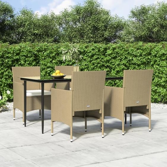 2025 cloris Ensemble de meubles de jardin Balcon Ensemble de 5 pièces de salon de jardin avec coussins Beige et noir - Ensemble de meubles de jardin Sale7418210 2parcel