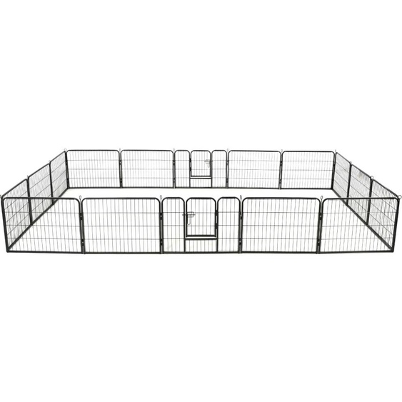 2025 cloris Parc pour chien 16 panneaux acier 60x80 cm noir - Autres accessoires pour chiens Sale8909546 2parcel