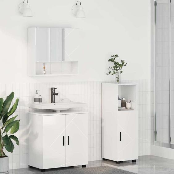 2025 Ensemble de meubles de salle de bains moderne 3 pcs blanc brillant 61 x 35 x 64 cm - Armoires de toilette,Design 9414296 3parcel