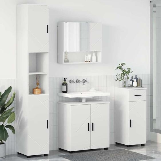 2025 Ensemble de meubles de salle de bains modernes 4 pcs Blanc 61 x 35 x 64 cm Bois composite - Armoires de toilette,Design 6085374 4parcel