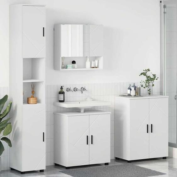 2025 Ensemble de meubles de salle de bains modernes 4 pcs Blanc 61 x 35 x 64 cm Bois composite - Armoires de toilette,Design 6876595 4parcel