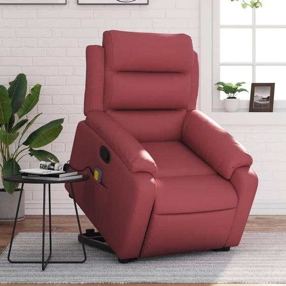 2025 Fauteuil de massage moderne avec releveur vin rouge similicuir - Fauteuil TV & Relax,Design 9069159 2parcel