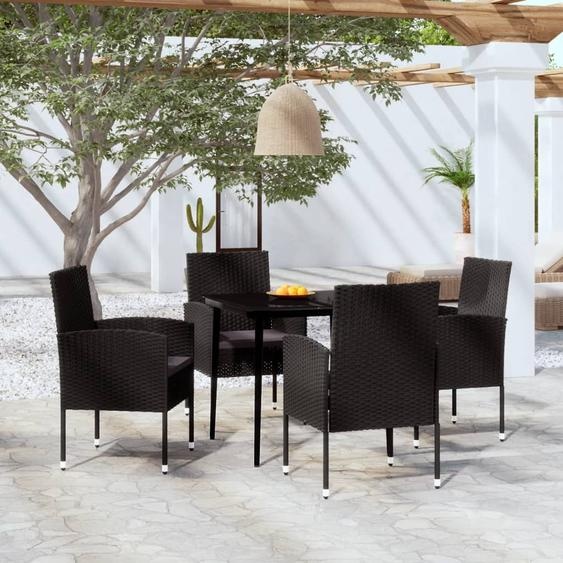 2025 Meubles de jardin modernes Ensemble de meubles de balcon Ensemble de 5 pièces de jardin à manger noir - Ensemble de meubles de jardin,Design 3414181 2parcel