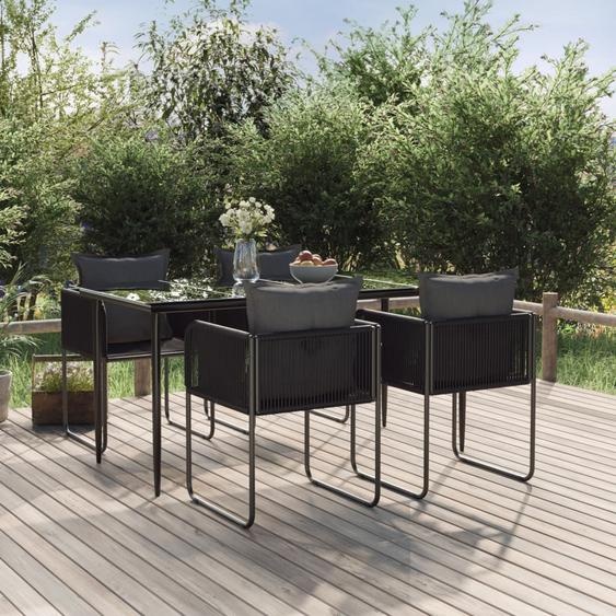 2025 Meubles de jardin modernes Ensemble de meubles de balcon Ensemble de 5 pièces de jardin à manger noir - Ensemble de meubles de jardin,Design 6556238 2parcel