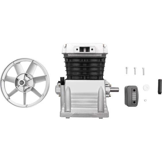 2065-420L - Tête de pompe pour compresseur dair - 2 cylindres - 960 tr/min - 3 CV - Cylindre de 65 mm - NPT 1/2 - Avec poulie - Argent