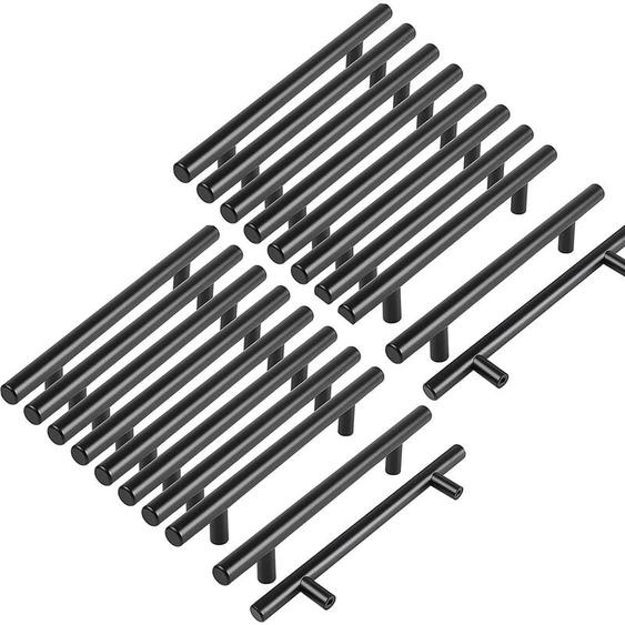 20pcs 128 mm Acier Inoxydable T Barre Noir Cuisine Poignée barre de porte dArmoire avec Vis