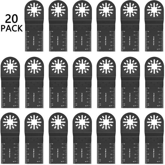 20pcs 34mm lames de scie multifonction ensemble oscillant, lame machine multifonction, lame de scie oscillante bois lames de scie en bois de bois en