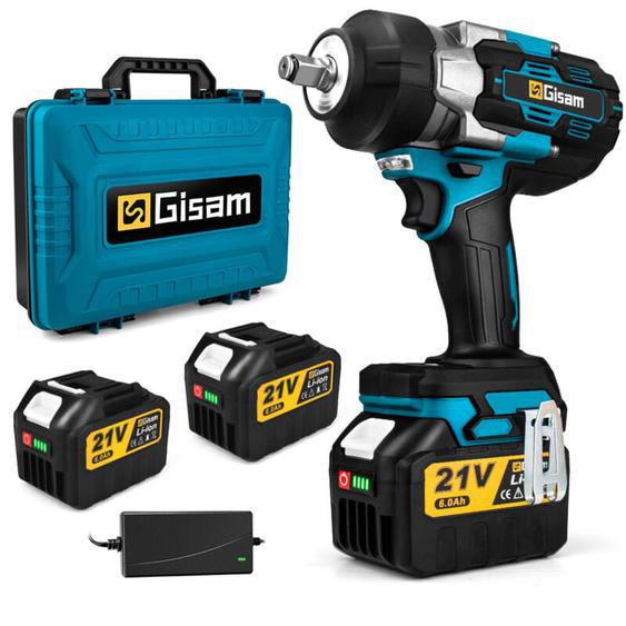 Gisam - 2300N 2X6.0 Ah batteries Clé à chocs électrique 1/2pouces adaptée aux sites de réparation automobile et dingénierie