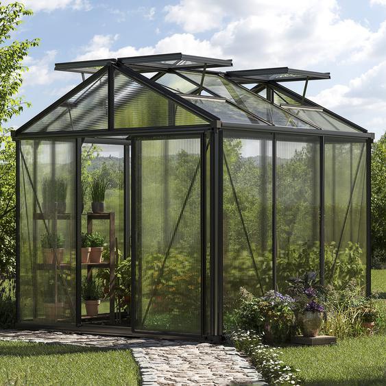 235 x 235 cm Serre de jardin, revêtement par poudre anthracite, incl. kit daccessoires Pro 1 - (GFPV00174)