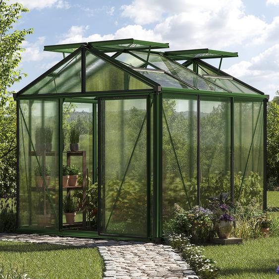 235 x 235 cm Serre de jardin, revêtement par poudre vert, incl. kit daccessoires Pro 1 - (GFPV00177)
