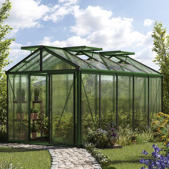 235 x 385 cm Serre de jardin, revêtement par poudre vert - (GFPV00162)