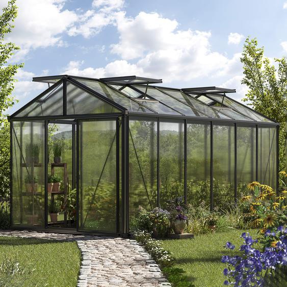 235 x 460 cm Serre de jardin, revêtement par poudre anthracite, incl. kit daccessoires Pro 1 - (GFPV00201)