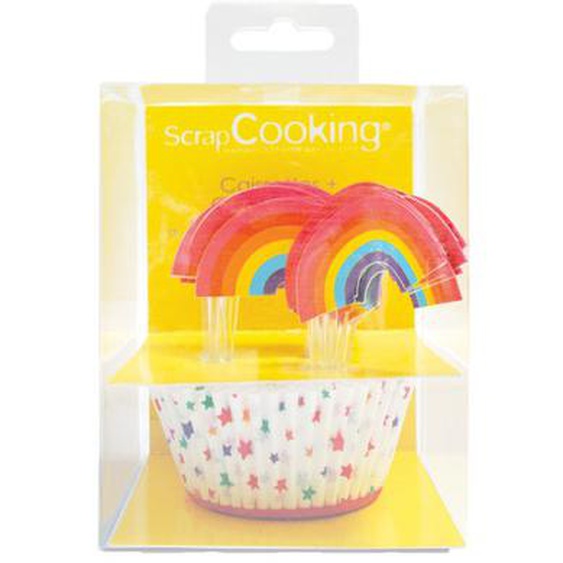 24 Caissettes + 24 cake toppers Rainbow