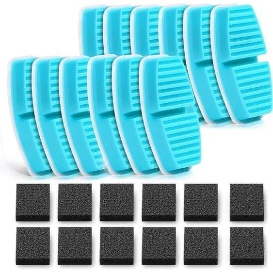 24 filtres pour fontaine à eau pour chat – Sans fil – 12 filtres + 12 éponges pour distributeur deau – Filtre les poils (éponges) – Triple filtration (filtres) – Compatible avec « B0CQXCHCMM »