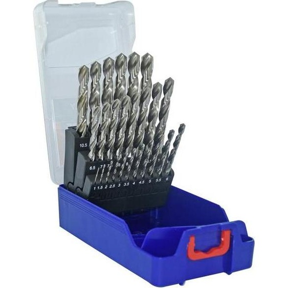 25 forets métaux HSS taillés meulés pointe en croix 1 à 13mm par 0,5mm - TIVOLY - 11452070017