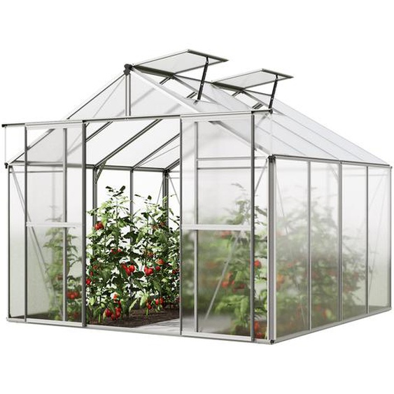 256 x 256 cm Serre de jardin, 6 mm panneaux double paroi - (GFPV00740)