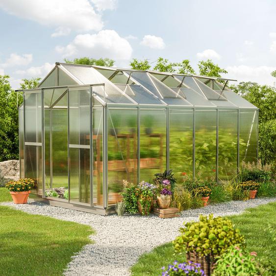 259 x 384 cm Serre de jardin, incl. kit daccessoires XL, 8 mm panneaux double paroi - (GFPV00084)