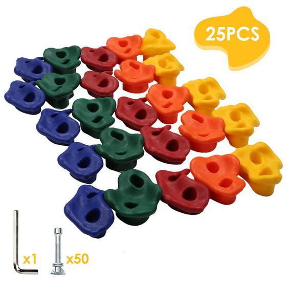 Swanew - 25pcs prises descalade Kit Texturée Colorée kit Mur de blocs rocheux loisirs sport