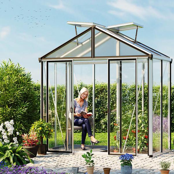 263 x 138 cm Serre de jardin, revêtement par poudre anthracite, RAL 7016 - (GFPV00692)