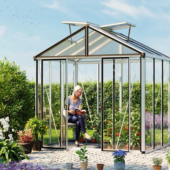 263 x 199 cm Serre de jardin, couleur standard aluminium naturel - (GFPV00694)