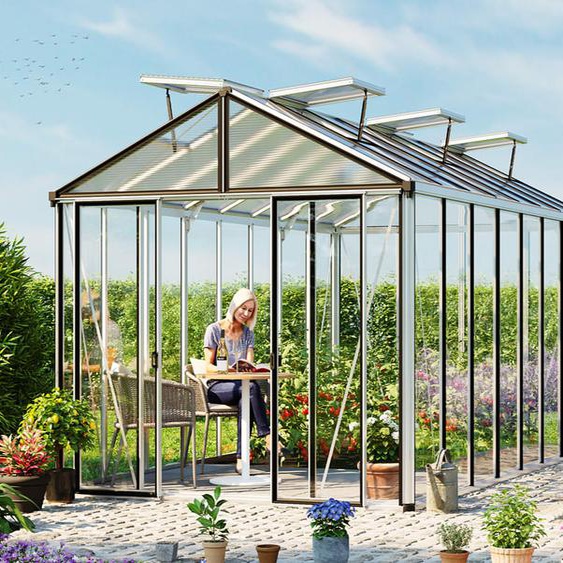 263 x 514 cm Serre de jardin, couleur standard aluminium naturel - (GFPV00714)